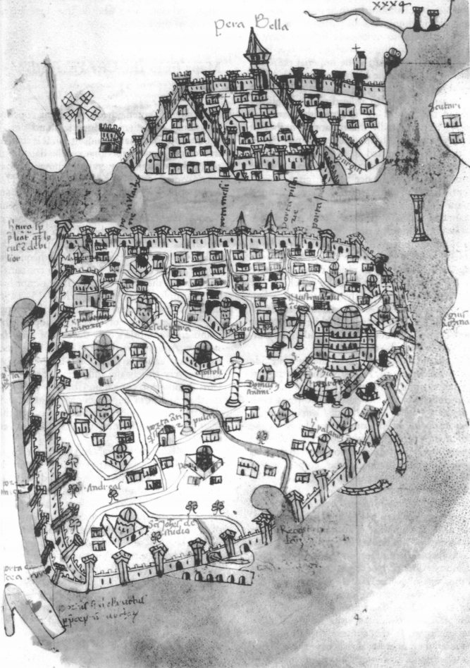 Constantinople and Pera in Liber Insularum Archipelagi Vatican Library Fasulyeden